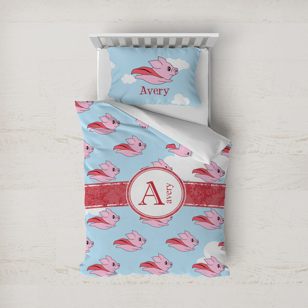 Custom Flying Pigs Duvet Cover Set - Twin (Personalized)
