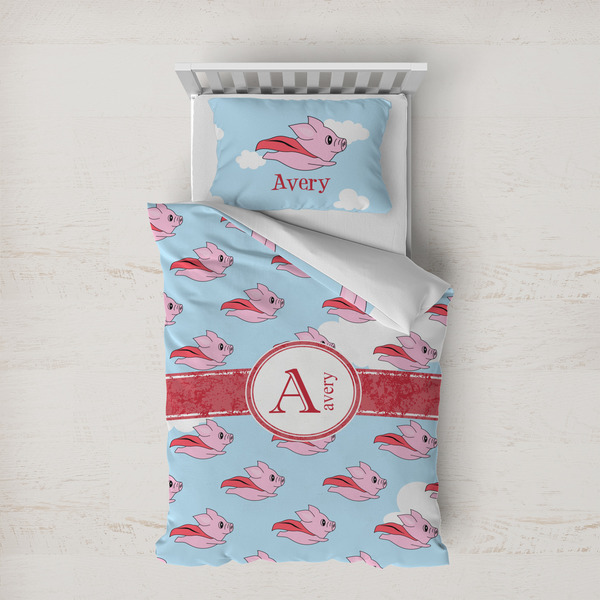 Custom Flying Pigs Duvet Cover Set - Twin XL (Personalized)