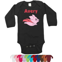 Flying Pigs Long Sleeves Bodysuit - 12 Colors (Personalized)