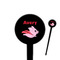 Flying Pigs 4" Round Plastic Food Picks - Black - Single Sided (Personalized)