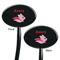 Flying Pigs Black Plastic 7" Stir Stick - Double Sided - Oval - Front & Back