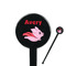 Flying Pigs 7" Round Plastic Stir Sticks - Black - Single Sided (Personalized)