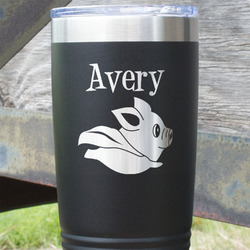 Flying Pigs 20 oz Stainless Steel Tumbler - Black - Double Sided (Personalized)