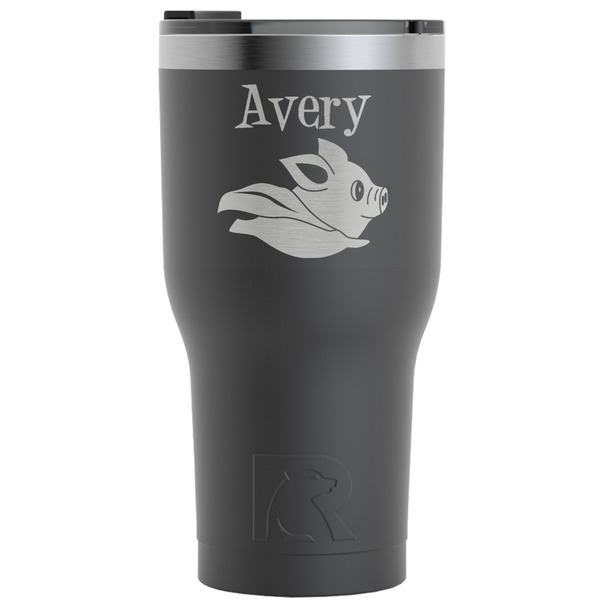 Custom Flying Pigs RTIC Tumbler - Black - Engraved Front (Personalized)