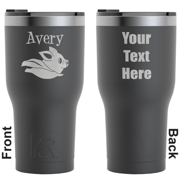 Custom Flying Pigs RTIC Tumbler - Black - Engraved Front & Back (Personalized)