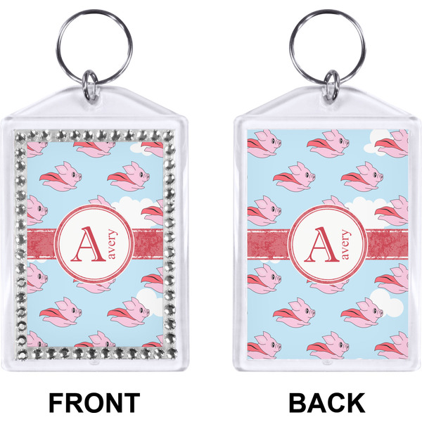 Flying Pigs Bling Keychain (Front + Back)