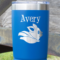 Flying Pigs 20 oz Stainless Steel Tumbler - Royal Blue - Double Sided (Personalized)