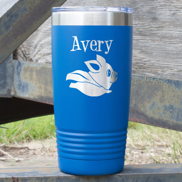 Custom Flying Pigs 20 oz Stainless Steel Tumbler - Royal Blue - Double Sided (Personalized)