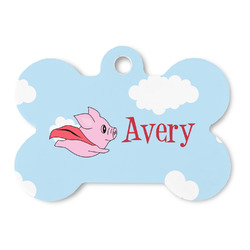 Flying Pigs Bone Shaped Dog ID Tag (Personalized)