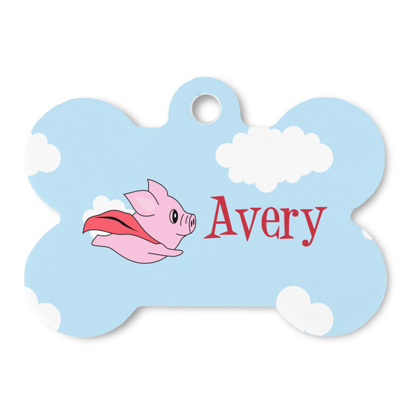 Custom Flying Pigs Bone Shaped Dog ID Tag - Large (Personalized)