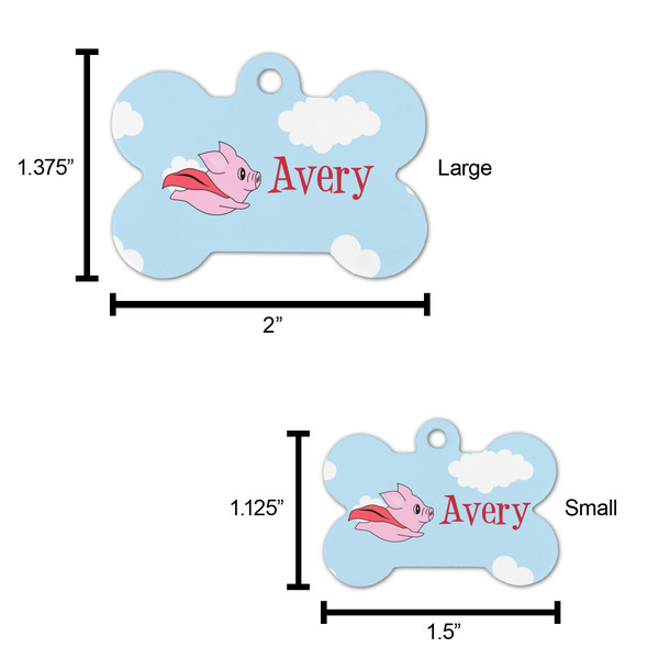 Flying Pigs Bone Shaped Dog ID Tag - Large - Scale