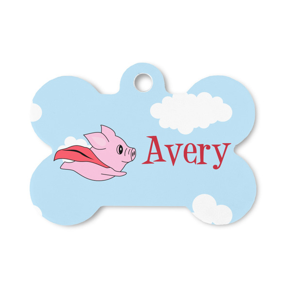 Custom Flying Pigs Bone Shaped Dog ID Tag - Small (Personalized)