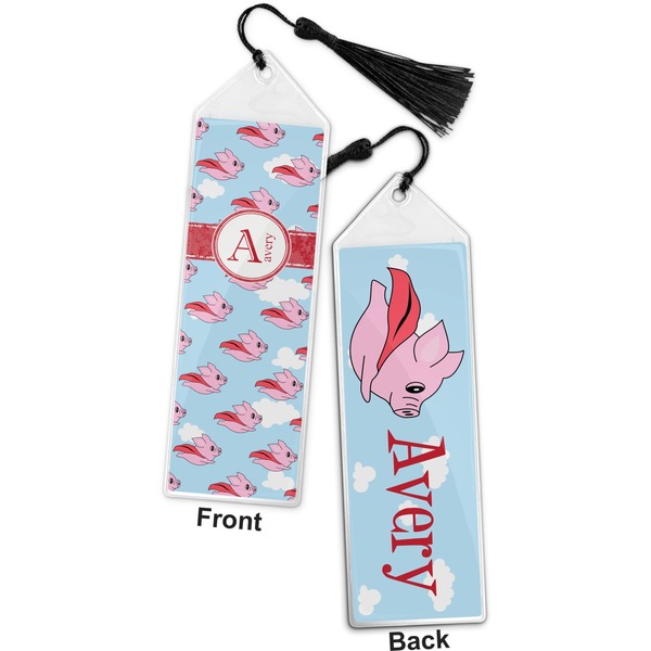 Flying Pigs Bookmark with tassel - Front and Back