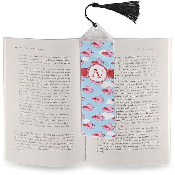 Flying Pigs Bookmark with tassel - In book