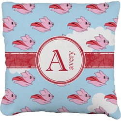 Flying Pigs Faux-Linen Throw Pillow 16" (Personalized)