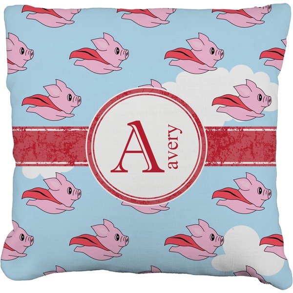 Custom Flying Pigs Faux-Linen Throw Pillow 18" (Personalized)
