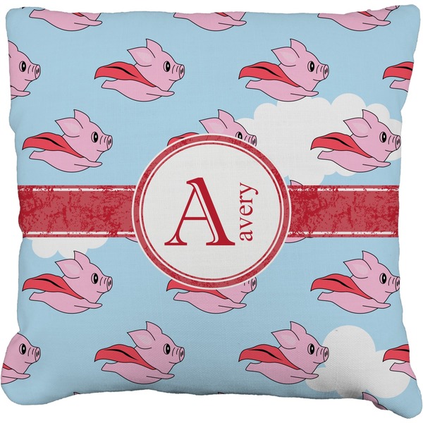 Custom Flying Pigs Faux-Linen Throw Pillow 20" (Personalized)