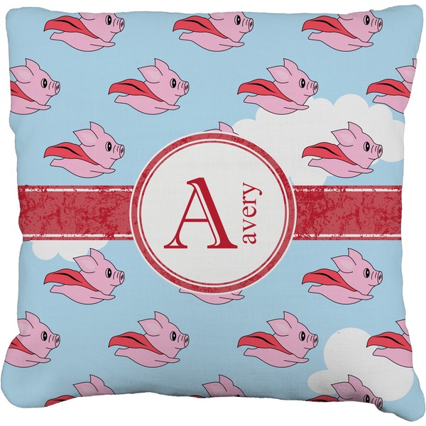 Custom Flying Pigs Faux-Linen Throw Pillow 26" (Personalized)