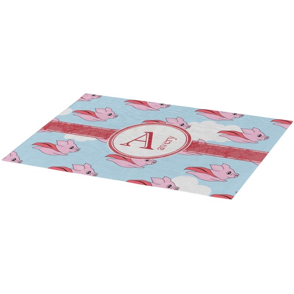 Flying Pigs Burlap Placemat (Angle View)