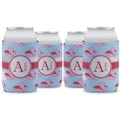 Flying Pigs Can Cooler (12 oz) - Set of 4 w/ Name and Initial