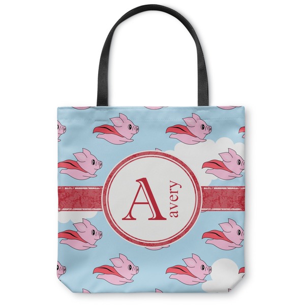 Custom Flying Pigs Canvas Tote Bag - Large - 18"x18" (Personalized)
