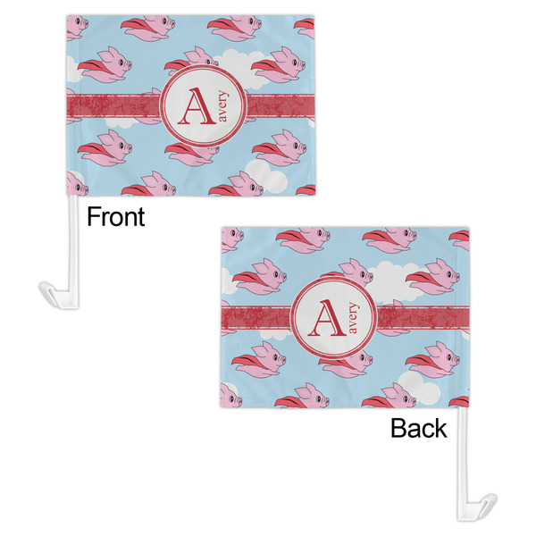 Flying Pigs Car Flag - 11" x 8" - Front & Back View