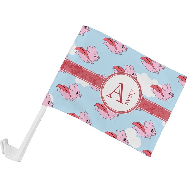Custom Flying Pigs Car Flag - Small w/ Name and Initial