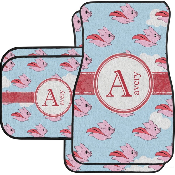 Custom Flying Pigs Car Floor Mats Set - 2 Front & 2 Back (Personalized)