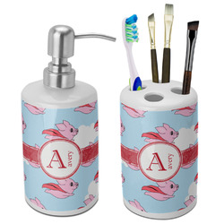 Flying Pigs Ceramic Bathroom Accessories Set (Personalized)