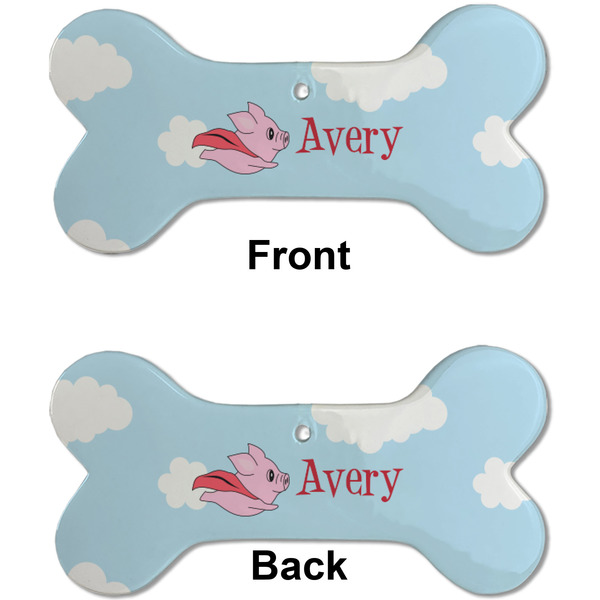 Flying Pigs Ceramic Flat Ornament - Bone Front & Back (APPROVAL)