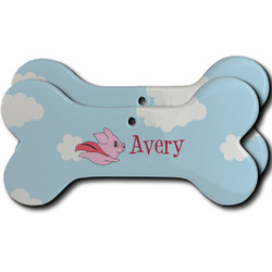 Flying Pigs Ceramic Dog Ornament - Front & Back w/ Name and Initial