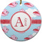 Flying Pigs Round Ceramic Ornament w/ Name and Initial