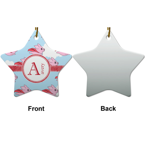 Flying Pigs Ceramic Flat Ornament - Star Front & Back (APPROVAL)