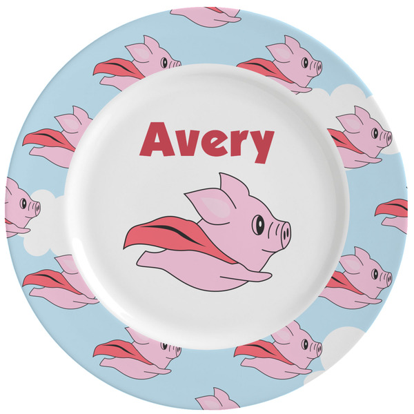 Custom Flying Pigs Ceramic Dinner Plates (Set of 4) (Personalized)