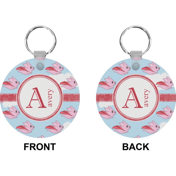 Flying Pigs Circle Keychain (Front + Back)