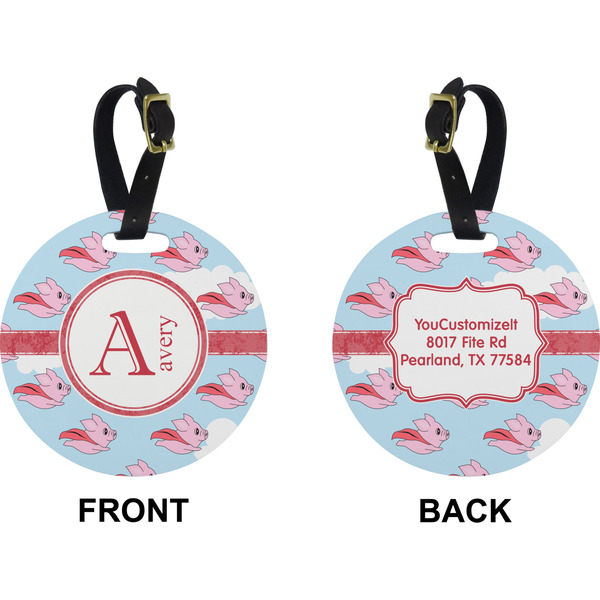 Flying Pigs Circle Luggage Tag (Front + Back)