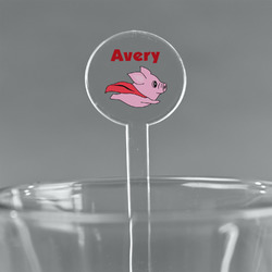 Flying Pigs 7" Round Plastic Stir Sticks - Clear (Personalized)