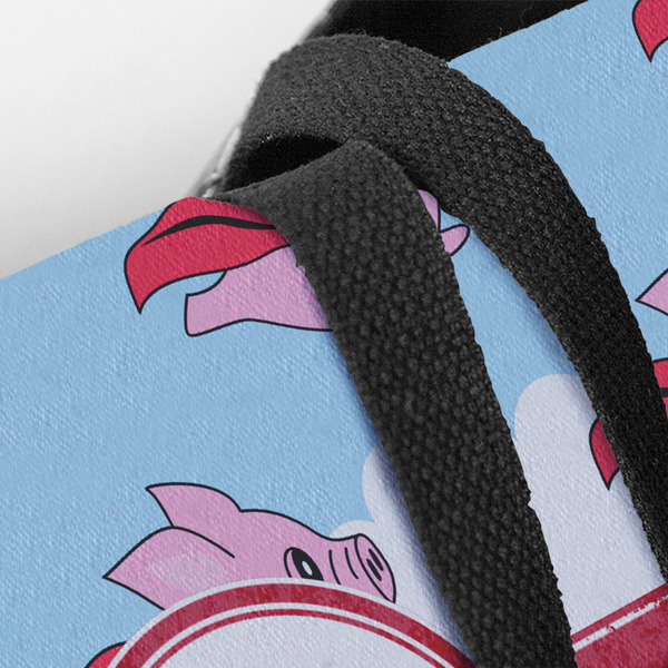 Flying Pigs Closeup of Tote w/Black Handles