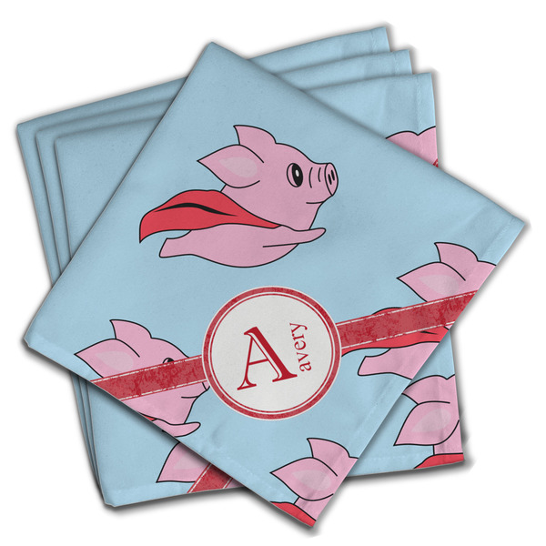 Custom Flying Pigs Cloth Napkins (Set of 4) (Personalized)