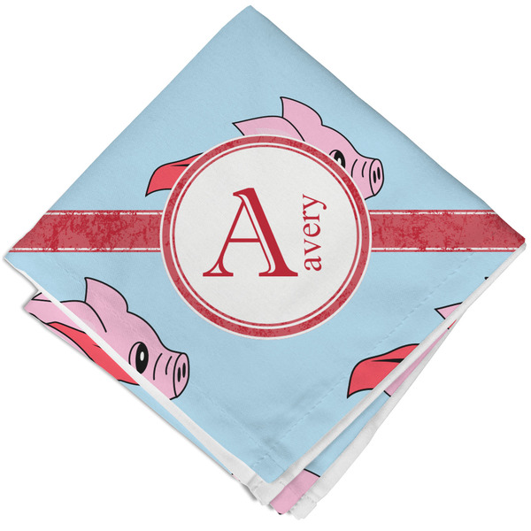 Custom Flying Pigs Cloth Napkin w/ Name and Initial