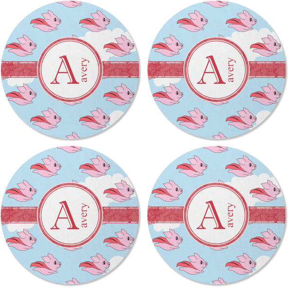 Flying Pigs Coaster Round Rubber Back - Apvl