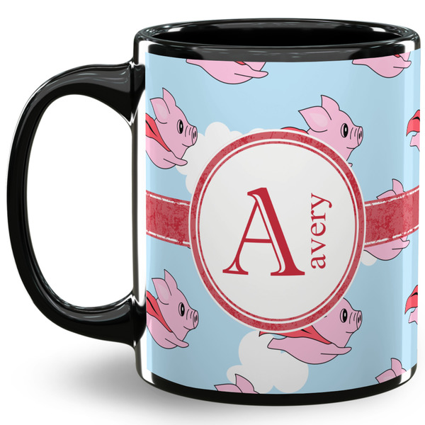 Custom Flying Pigs 11 Oz Coffee Mug - Black (Personalized)