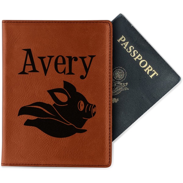 Custom Flying Pigs Passport Holder - Faux Leather - Single Sided (Personalized)