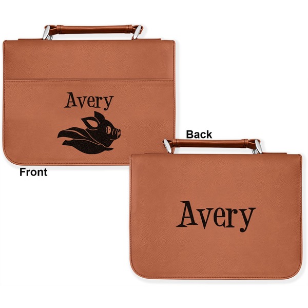 Flying Pigs Cognac Leatherette Bible Covers - Large Double Sided Apvl
