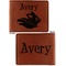 Flying Pigs Cognac Leatherette Bifold Wallets - Front and Back