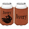 Flying Pigs Cognac Leatherette Can Sleeve - Double Sided Front and Back