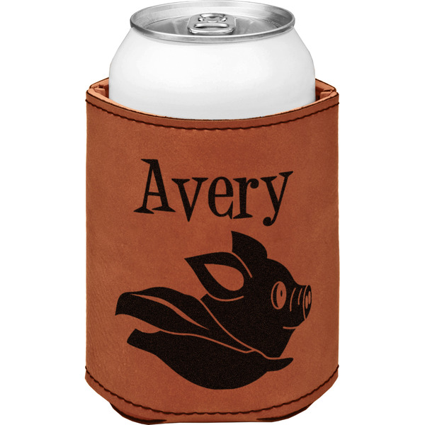 Custom Flying Pigs Leatherette Can Sleeve - Single Sided (Personalized)