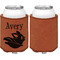 Flying Pigs Cognac Leatherette Can Sleeve - Single Sided Front and Back
