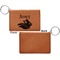 Flying Pigs Cognac Leatherette Keychain ID Holders - Front Apvl