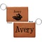 Flying Pigs Cognac Leatherette Keychain ID Holders - Front and Back Apvl